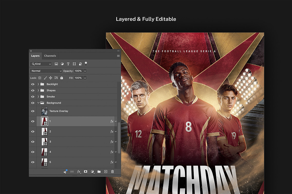 Matchday Football Flyer Template PSD and Affinity