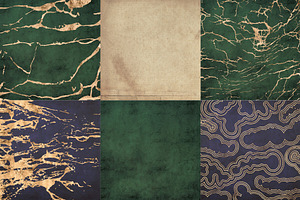 Lapis & Malachite Gold Marble Slabs