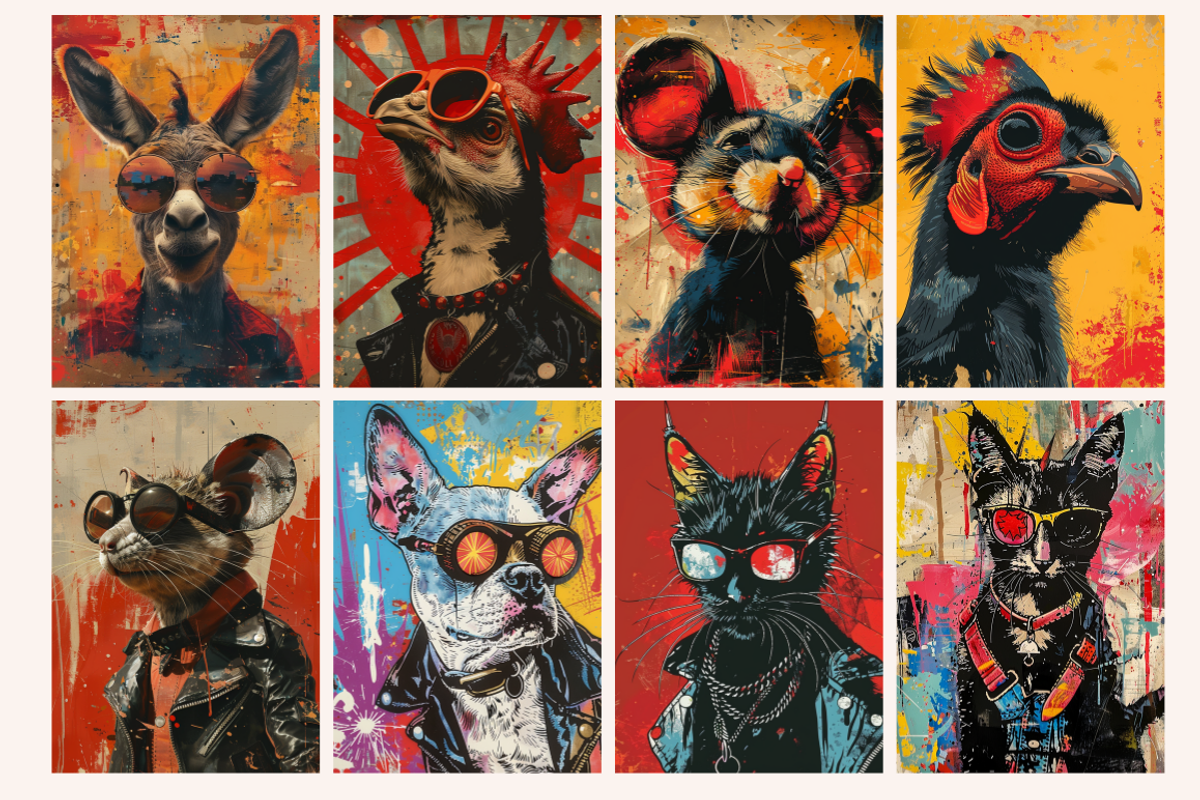 Pop Art Punk Farm Animals, a Background Graphic by PrintHaven Designs (Photo 4 of 8)