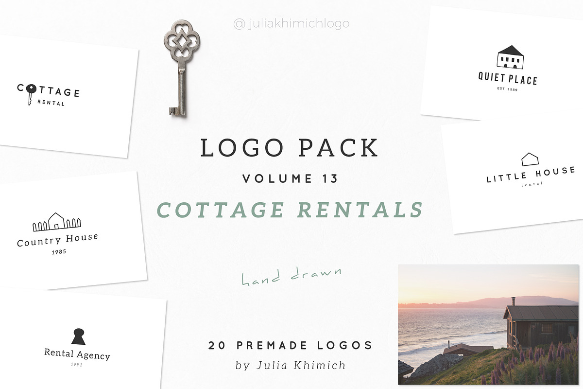 Logo Pack Volume 13. Cottage Rentals, a Branding & Logo Template by Mint Air Studio (Photo 1 of 21)