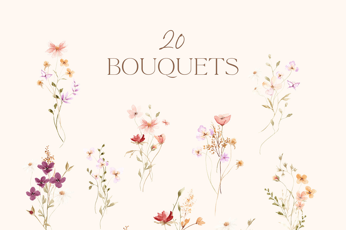 Watercolor Summer Wildflowers, a Decorative Illustration by Altea Design Studio (Photo 5 of 13)