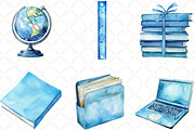 Blue School Clipart, an Illustration by Black Bird Studio (Thumbnail 6 of 6)