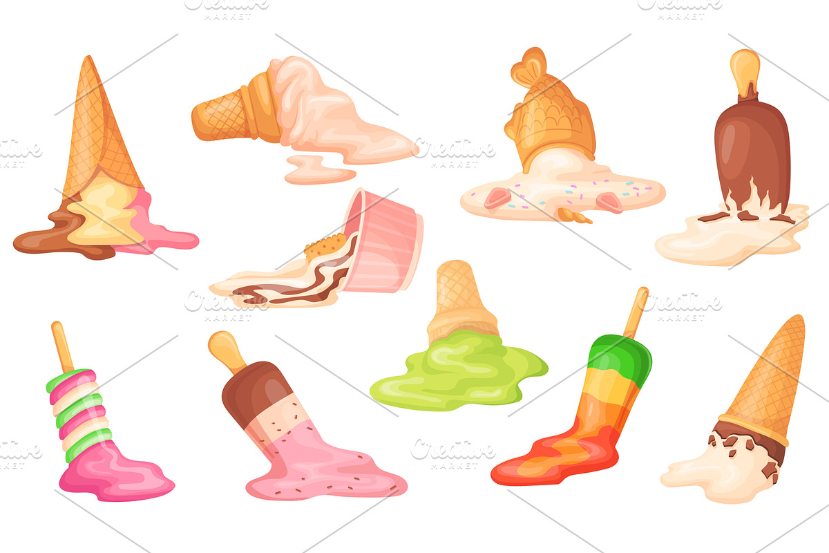 Fallen ice cream. Melted icecream, a Food Illustration by Stock-Smart-Start