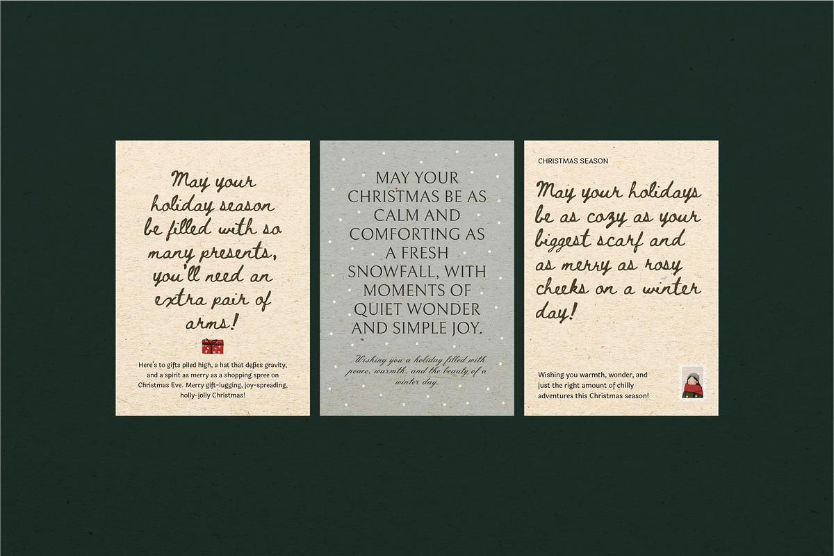 Cozy Greetings / Christmas Postcards, a Seasonal Illustration by By Arkadë (Photo 5 of 6)