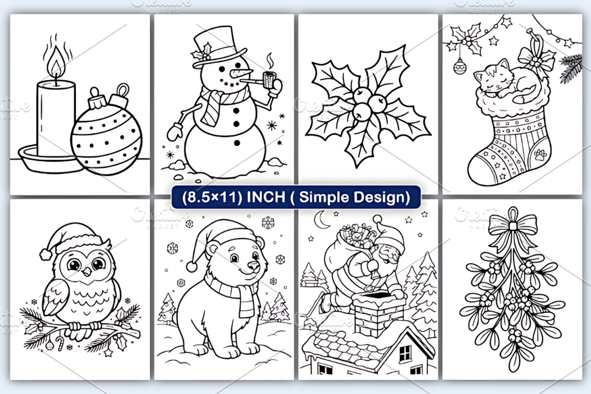 Christmas Coloring Pages for Kids, a Seasonal Illustration by Design Station (Photo 3 of 4)