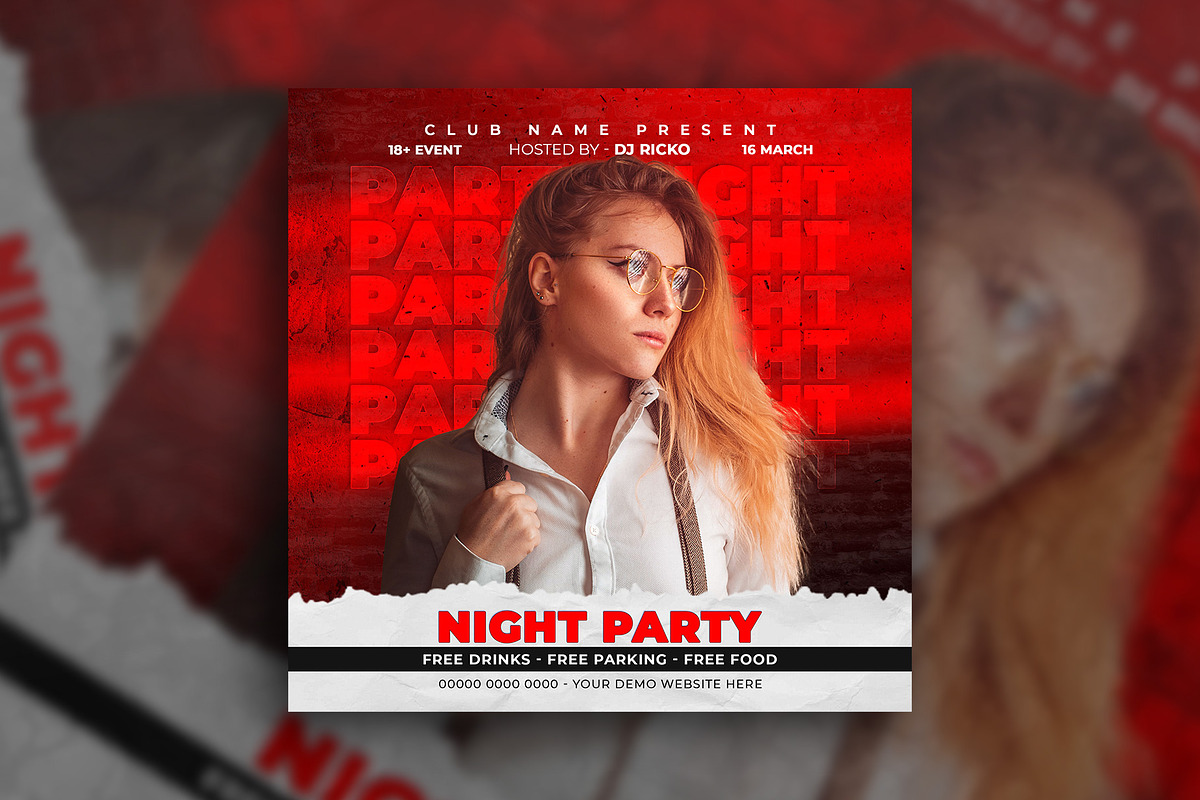 Night club party flyer post template, a Social Media Template by Tanmoy Topu (Photo 9 of 11)