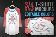 3/4 Sleeve T-Shirt Mockups, a Shirt Mockup by graphiklee (Thumbnail 1 of 3)