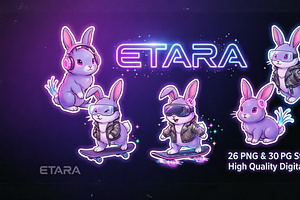 Cyberpunk Rabbit Stickers PNG & JPG
