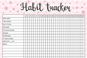 Habit Tracker For Woman, Pink Colors