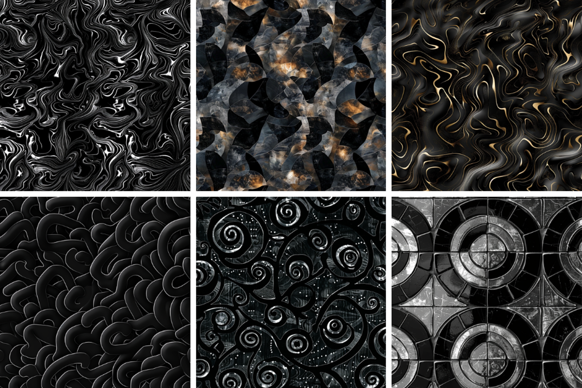 Black Shimmers Seamless Patterns, a Pattern Graphic by PrintablesByFranklyn (Photo 3 of 4)
