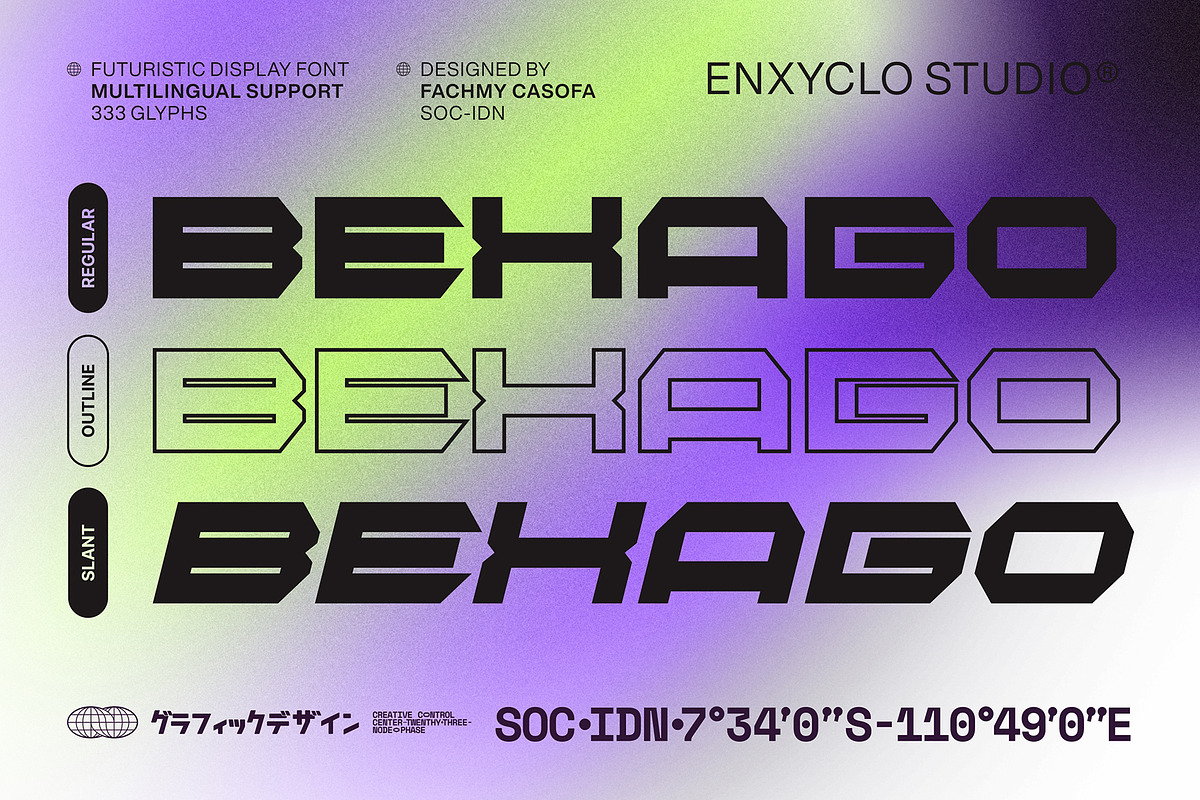 BEXAGO - Futuristic Techno Font, a Sans Serif Font by Enxyclo Studio (Photo 1 of 10)