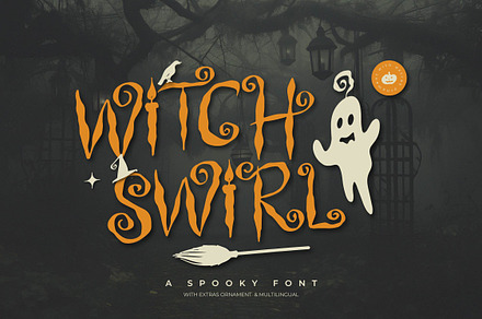 Witch Swirl | Spooky Font, a Blackletter Font by Denustudios