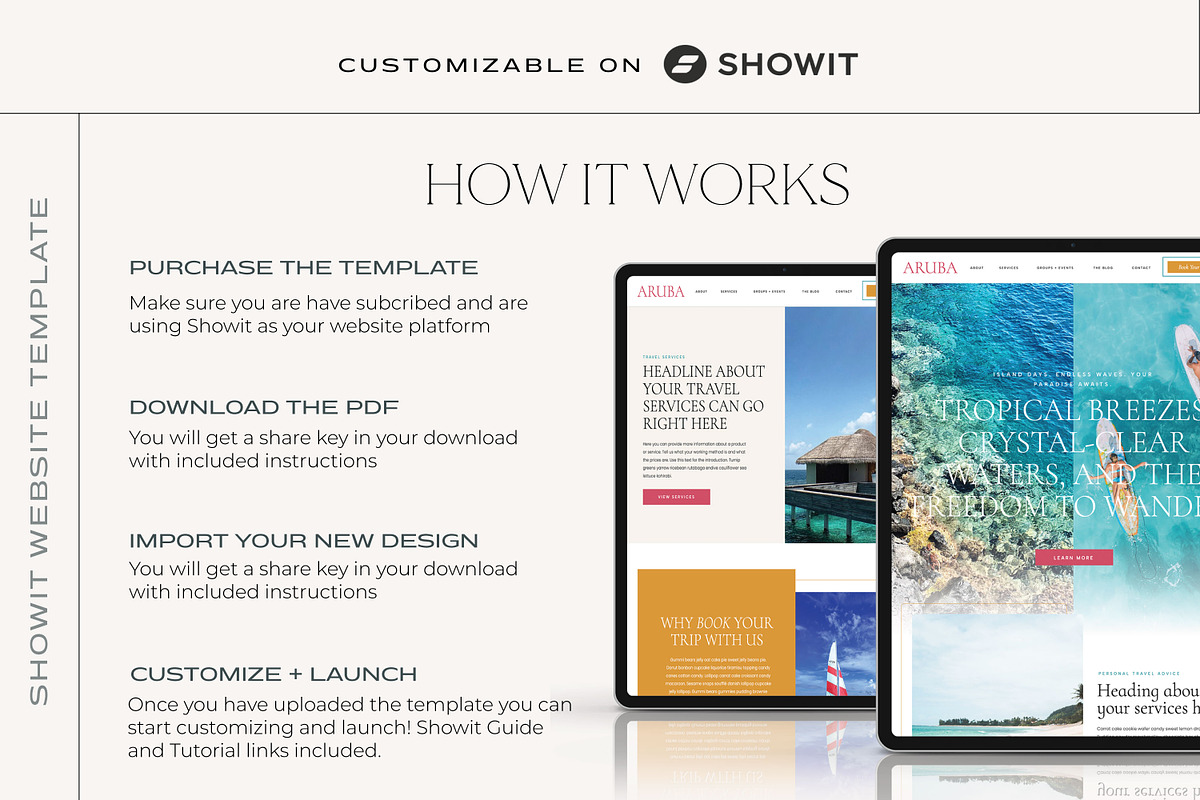 Aruba Travel Showit Website Template preview 7