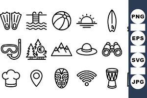 Travel Adventure Icon Set, an Illustration by designvectx