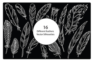 Silhouettes of different feathers, an Illustration by risovanya