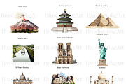 Landmarks Clipart, Pyramids, Travel, an Illustration by BrushstrokeArtGB (Thumbnail 6 of 9)