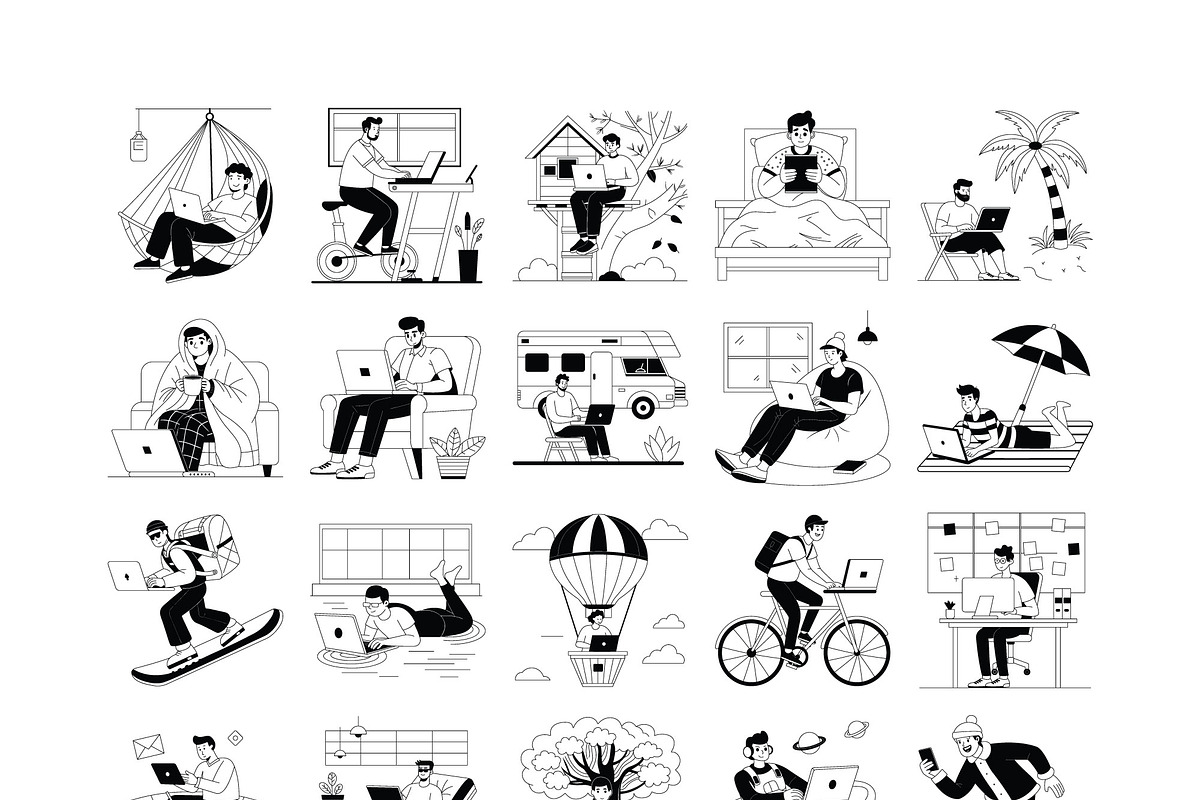 Remote Work Vector Illustrations AI, an Illustration by Vector Portal (Photo 7 of 8)