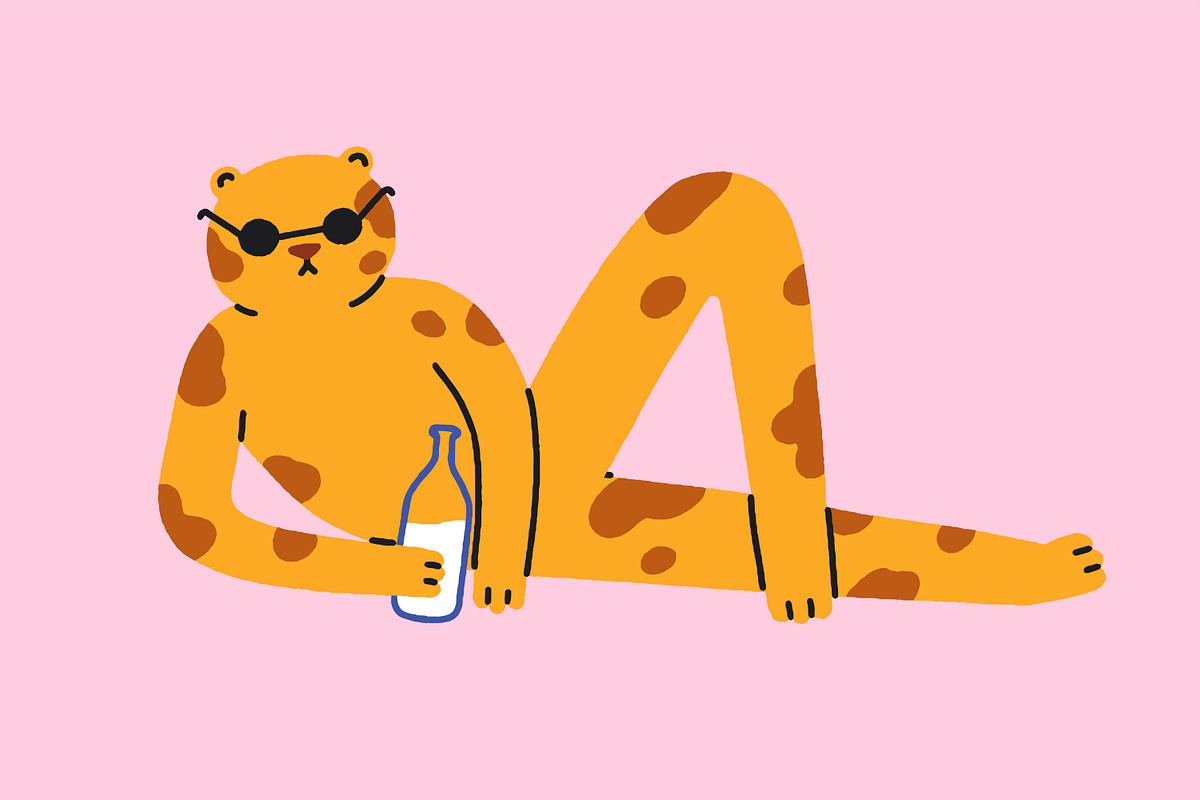 Funny animals drinking alcohol set, an Animal Illustration by Good Studio (Photo 4 of 11)