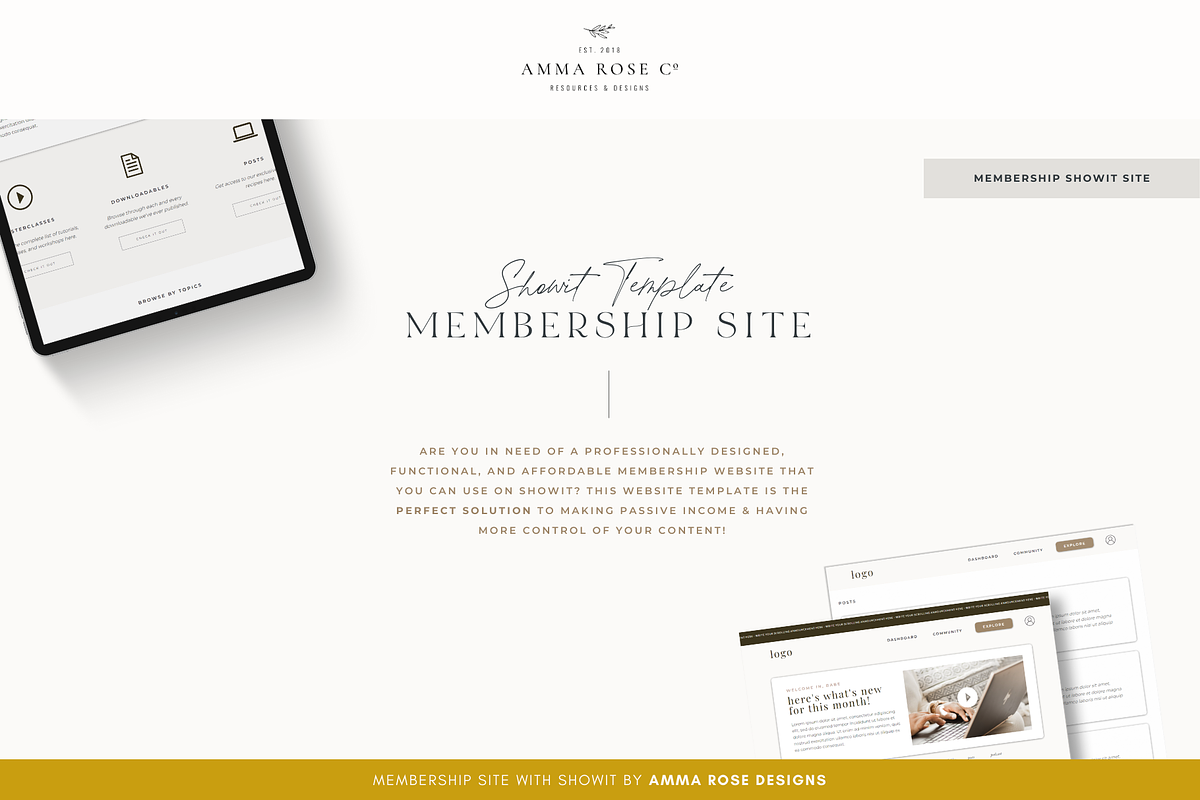 Showit Membership Website Template, a Websites & App Template by ammarosedesignsllc (Photo 2 of 9)