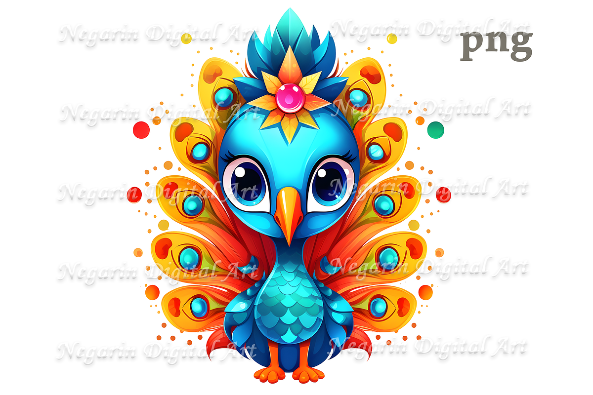 Watercolor Cute Peacock Clipart, an Object Graphic by Negarin Digital Art (Photo 2 of 11)