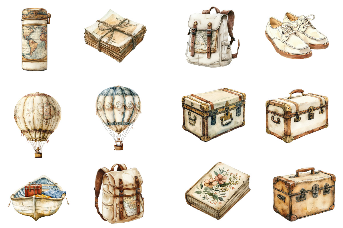 Antique Ivory Travel Clipart, an Illustration by Designworld (Photo 3 of 6)