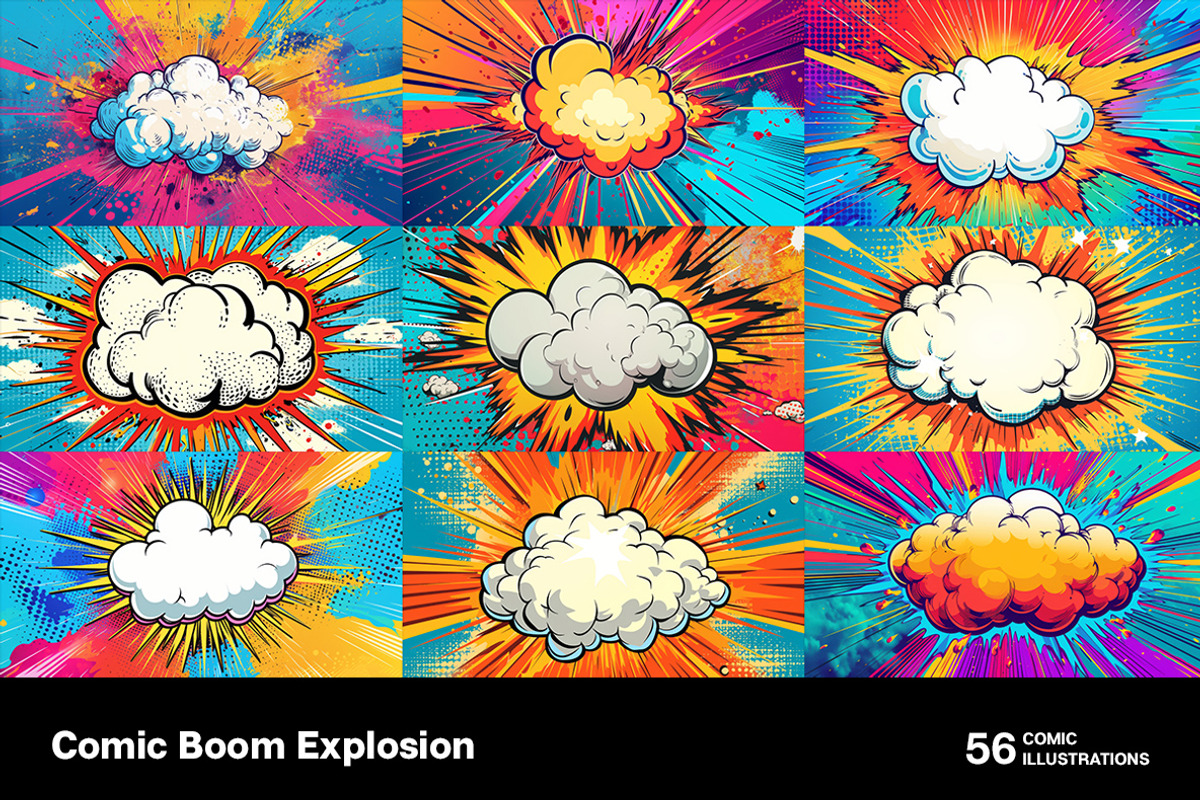 Comic Boom Explosions, a Decorative Illustration by Handmadefont