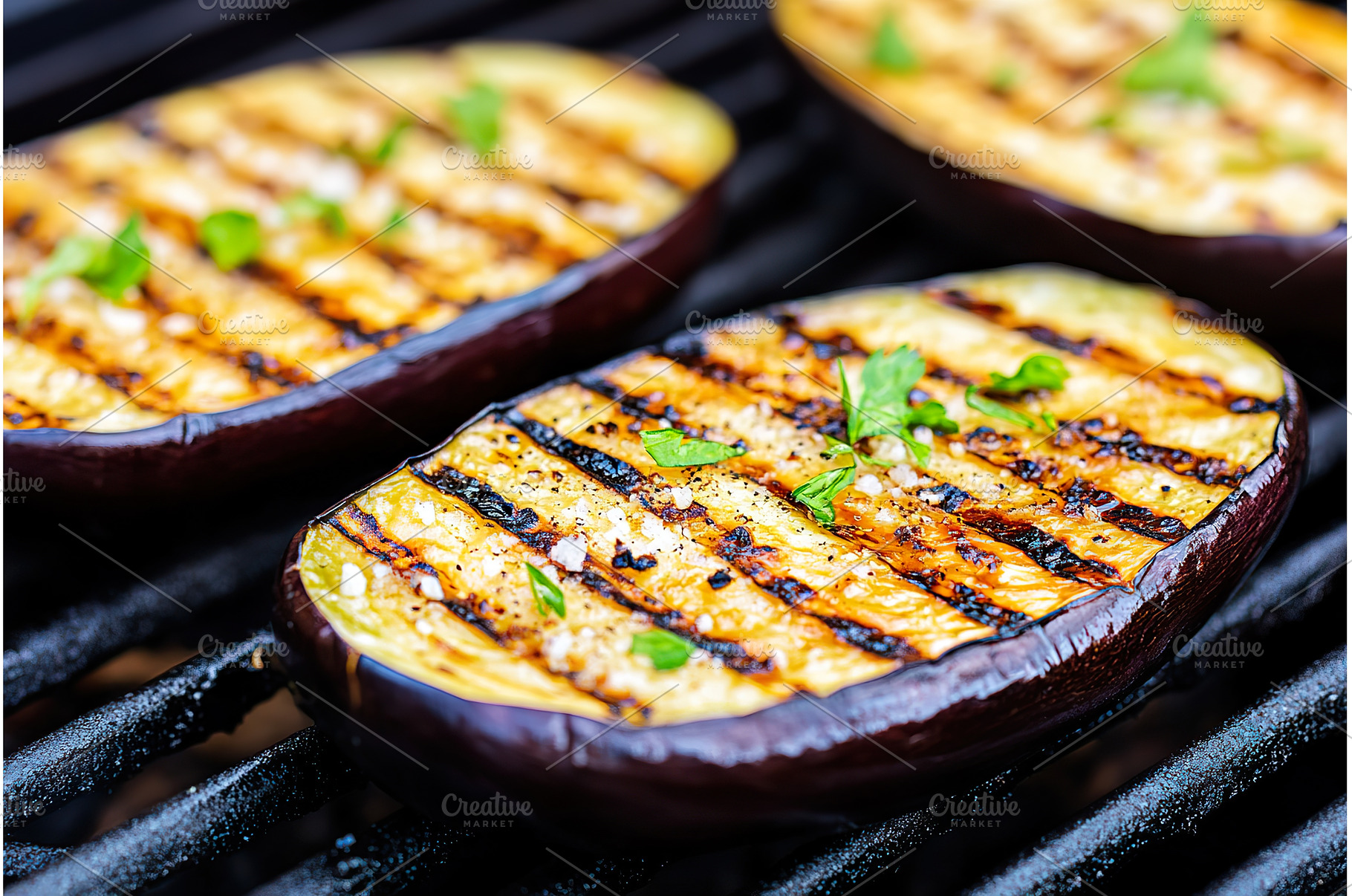 Grilled eggplants with fresh herbs, a Food & Drink Photo by Lermont51