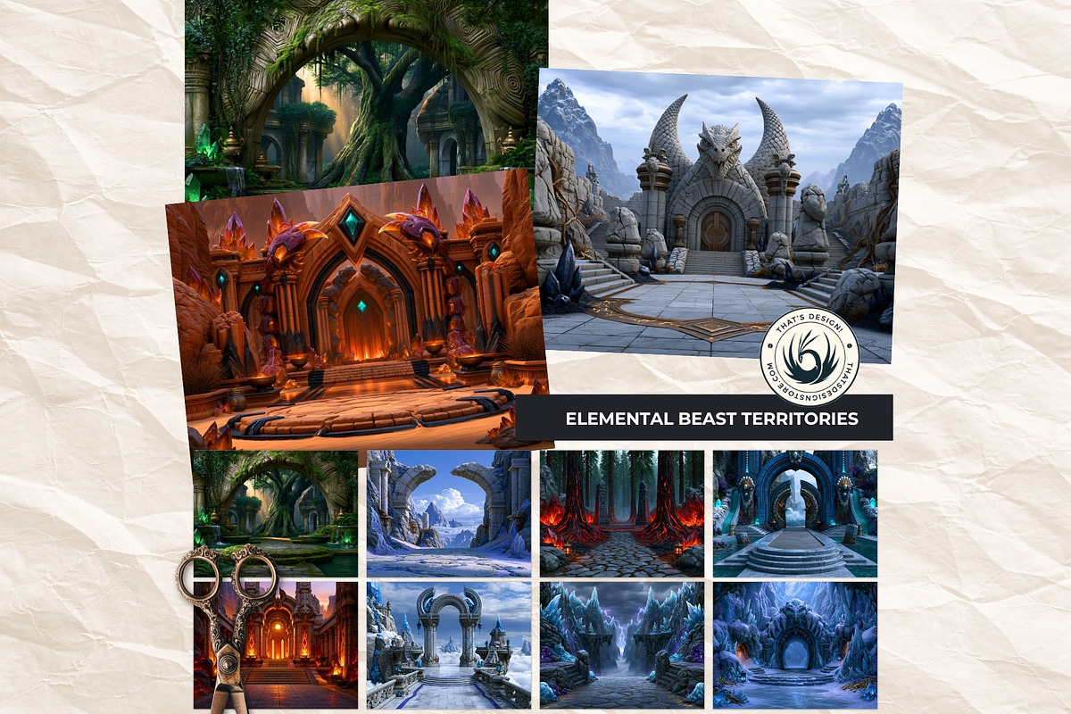 Crystal Beast Realms Backdrops, a Decorative Illustration by ThatsDesignArt (Photo 5 of 15)