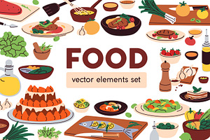 Different food and dishes set, a Food Illustration by Good Studio