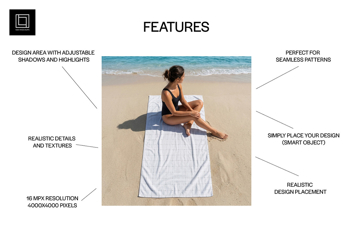 Beach Towel Mockup, a Household Mockup by 1001 mockups (Photo 2 of 11)