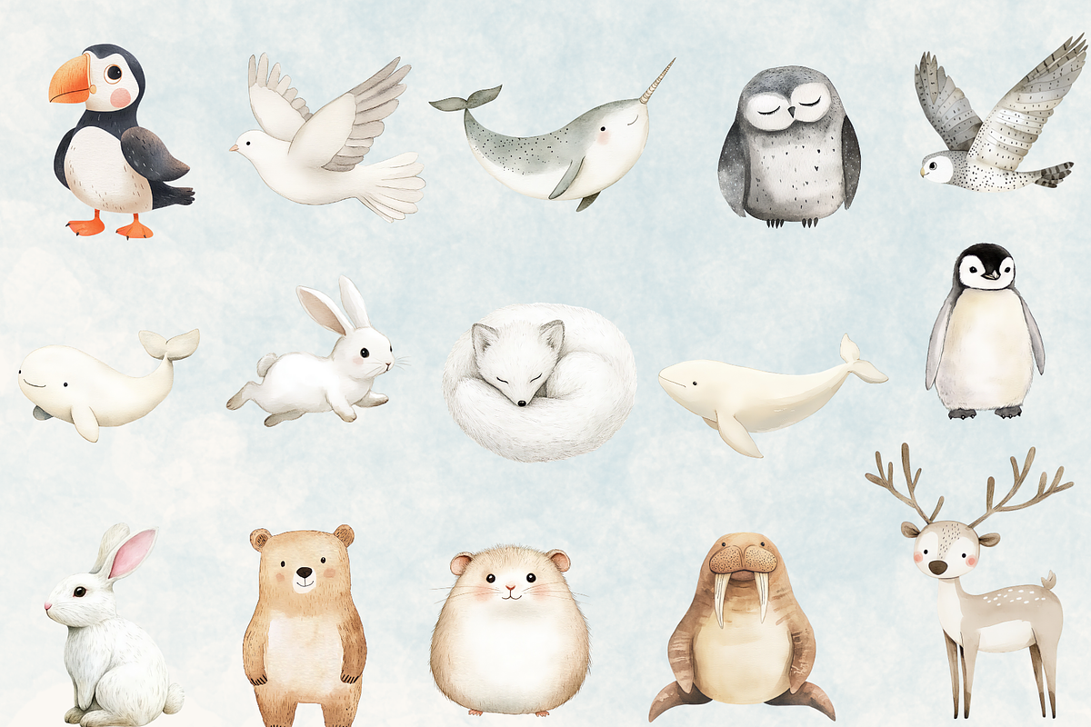 Arctic Animal Adventure Clipart, an Illustration by NadiaTheronArt (Photo 2 of 5)