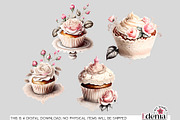 Vintage Romantic Cupcakes Cliparts, a Food Illustration by EdeniaArtStudio (Thumbnail 3 of 5)