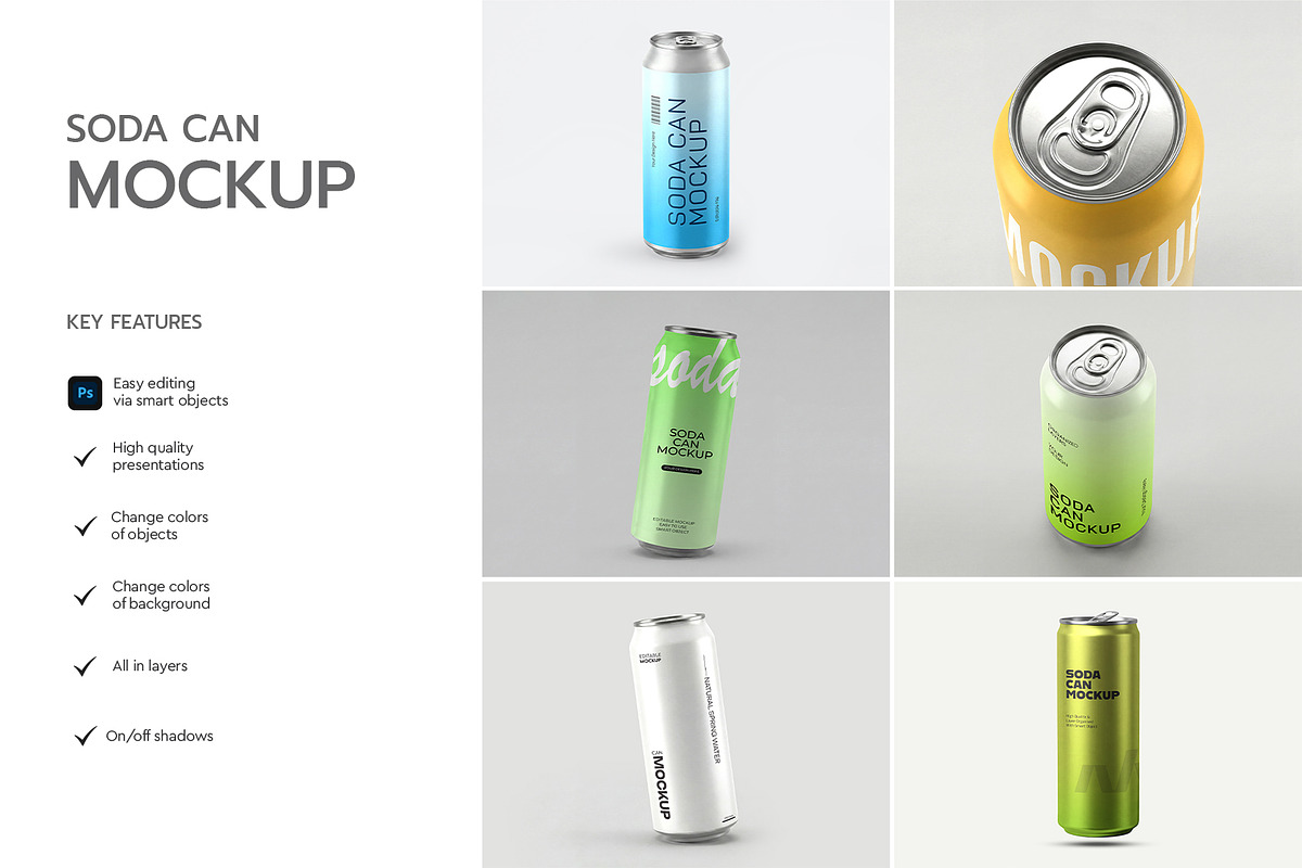 Metal Soda Can Mockup Bundle, a Packaging Mockup by graphypix (Photo 4 of 15)