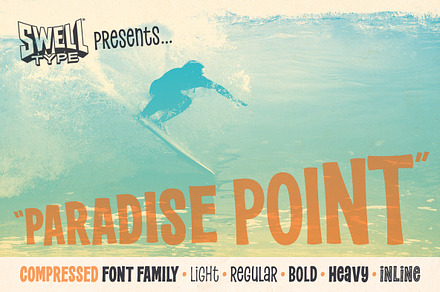 Paradise Point Compressed surf font, a Sans Serif Font by Swell Type