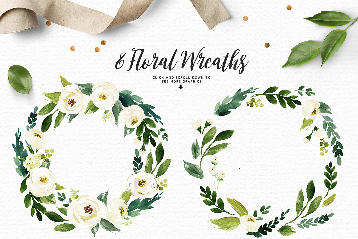 Watercolor White Flower Clip Art, an Illustration by Graphic Box (Photo 5 of 7)