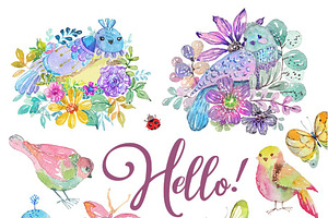 Watercolor Floral spring big set