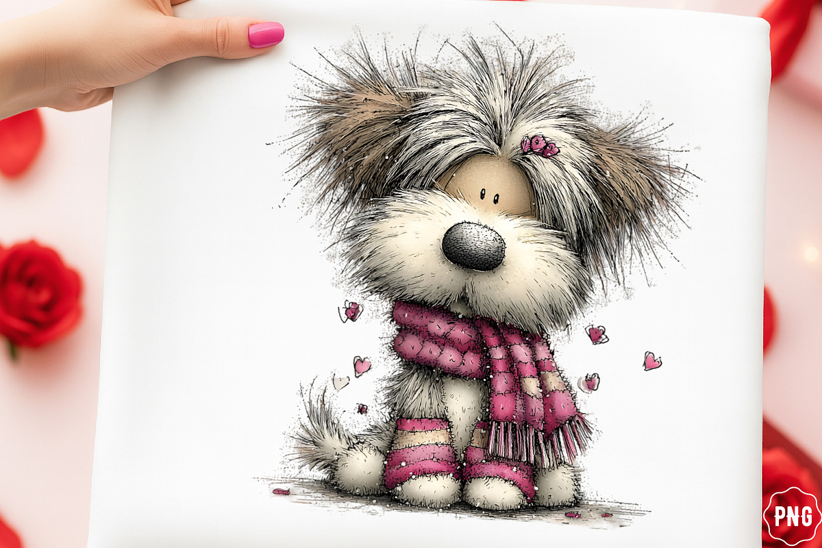 Whimsical Valentine Dog Clipart, an Illustration by GatewayDesign (Photo 3 of 3)