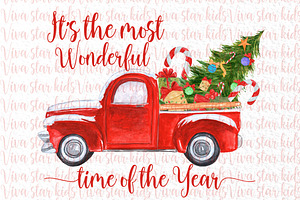 Christmas Red Truck Sublimation