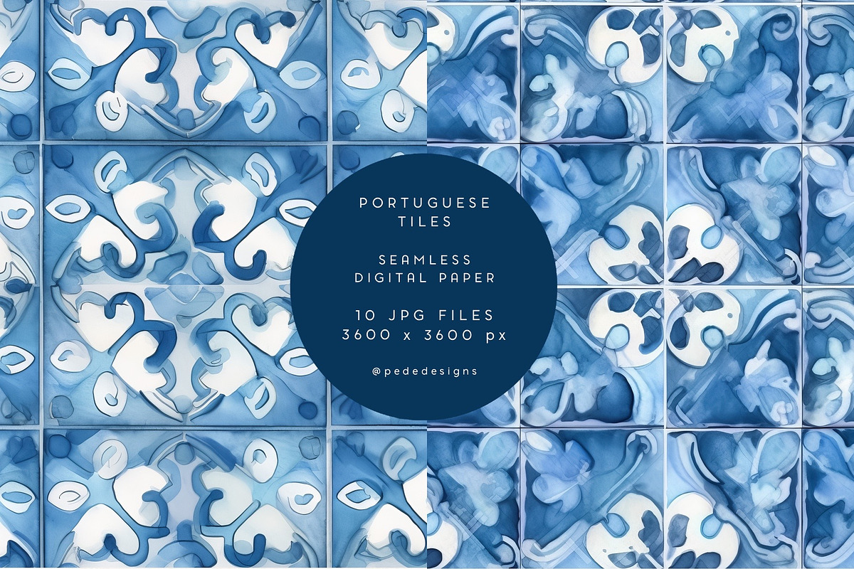 Blue Portuguese Tiles, a Pattern Graphic by PeDe Designs