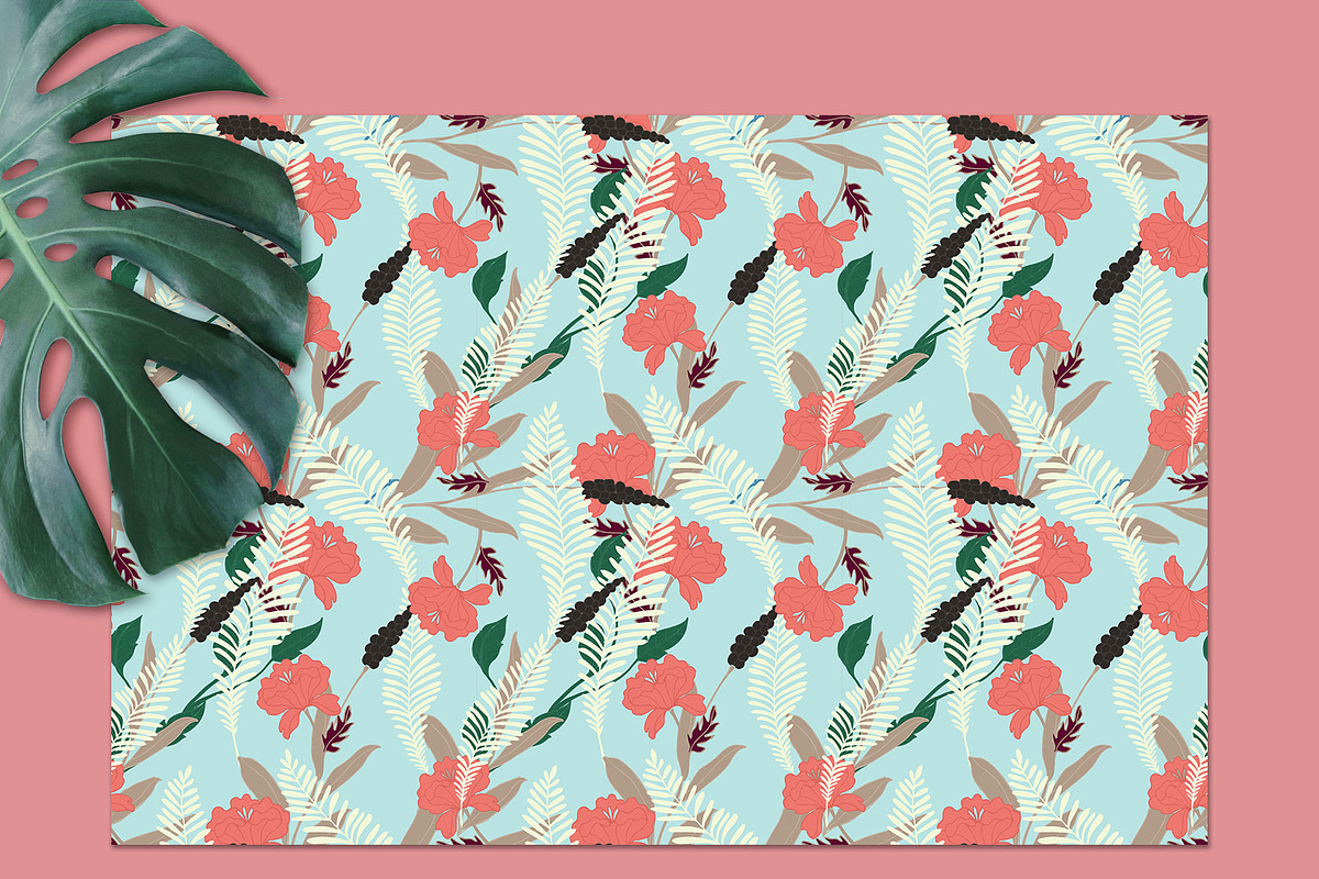 20JPG/EPS Tropical floral pattern, a Pattern Graphic by Theraphosath (Photo 30 of 30)