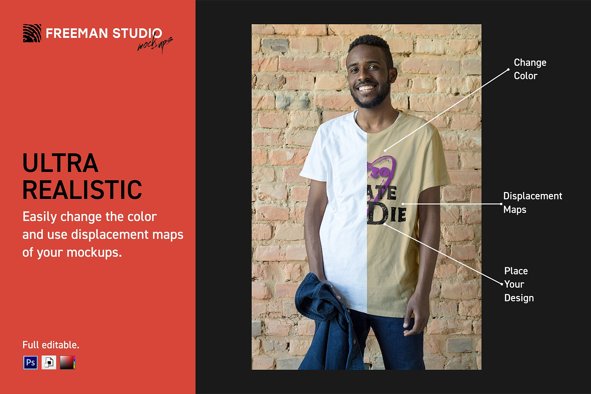 T-Shirt Mock-Up Set, a Shirt Mockup by Freeman Studio (Photo 2 of 15)