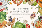 VEGAN FOOD watercolor set, a Food Illustration by Yuliia Lashevska (Thumbnail 1 of 14)