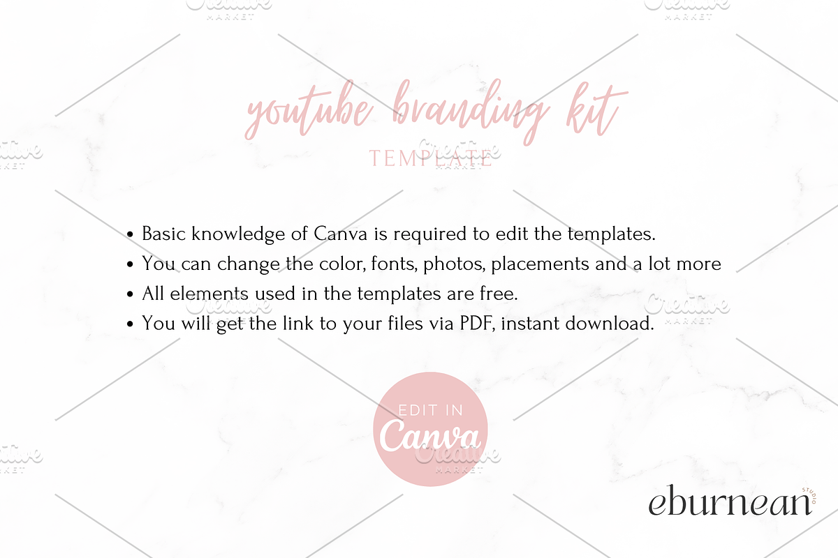 Pink Youtube Branding Kit Canva, a Social Media Template by Studio Eburnean (Photo 5 of 5)