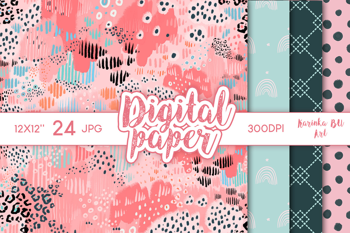 24 Pink Boho Digital Papers clipart, a Pattern Graphic by KarinkaBU (Photo 7 of 7)