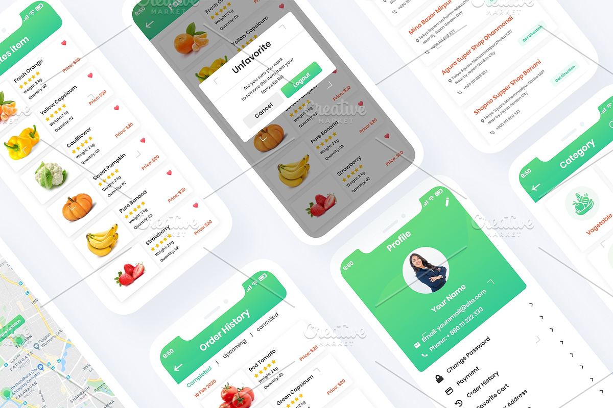 Supermarket Grocery Store Mobile App, an UI Kit Template by RiveupDigital (Photo 5 of 6)