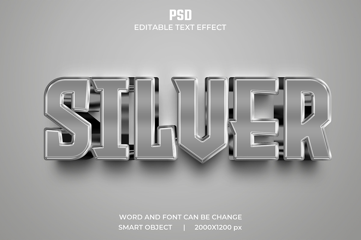 Silver 3d Editable Psd Text Effect, a Layer Style Add-On by bdrobin