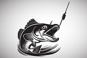 Fishing Hook and Fish Illustration, an Animal Illustration by Ghagra (Thumbnail 2 of 4)