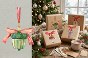 Vintage Watercolor Christmas Clipart, an Object Graphic by the_myro (Thumbnail 5 of 10)