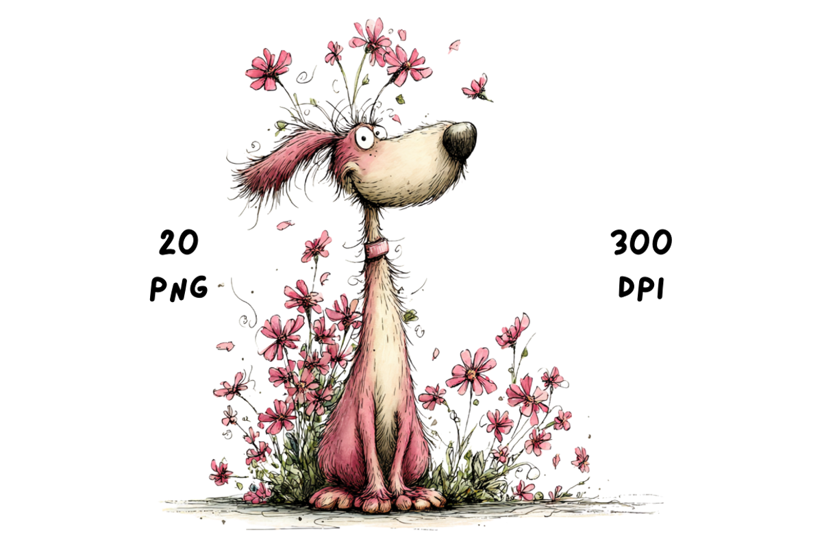 Whimsical Floral Dachshund, Cute Dog, an Animal Illustration by GiraffeCreative (Photo 3 of 20)