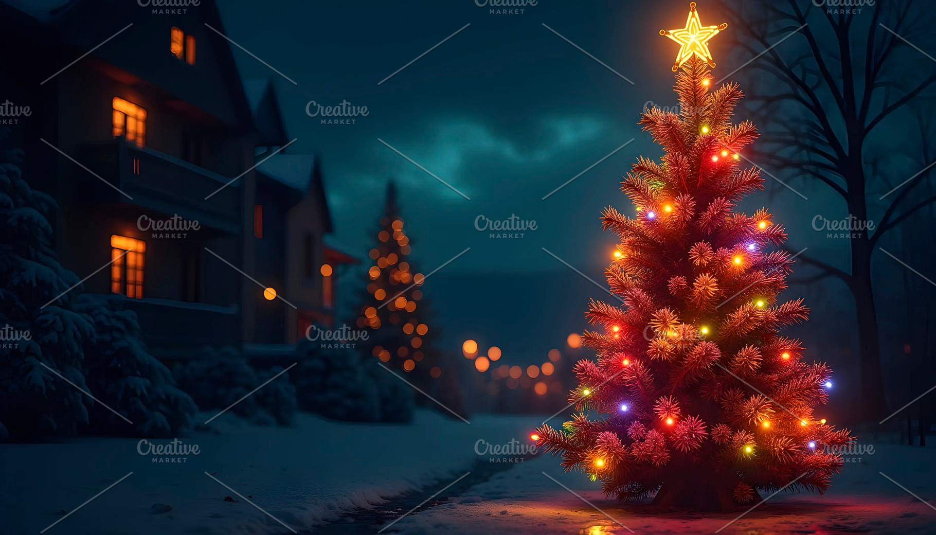 Elegant Decorated Christmas Tree for, a Photo by LOGOCREATIVE